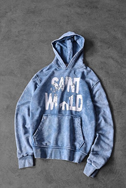 Slatra Ανδρικό φούτερ Blue Star Special Washed oversized με κουκούλα