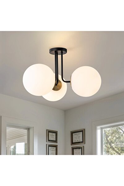 NZL Lighting Rsylight 3'lü Modern Siyah Kaplama Plofyoner