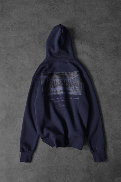 Slatra Ανδρικό φούτερ με κουκούλα με ανάγλυφο σχέδιο Da Vinci σε μπλε ναυτικό χρώμα