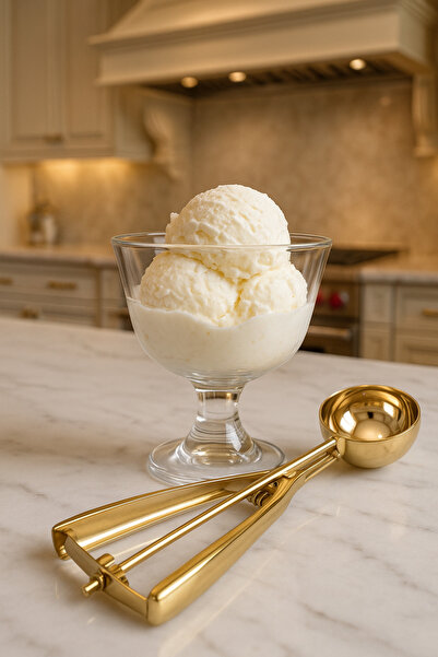 Veliday Gold Paslanmaz Çelik Kurabiye Helva Dondurma Servis Sunum Kaşığı 22 Cm