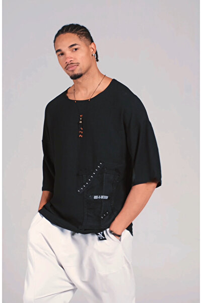 COCOPELLI Ανδρικό μπλουζάκι oversized σχεδίων μαύρο COC1170