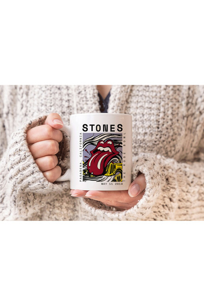 MODA كوب بورسلين مطبوع عليه فرقة موسيقى رولينج ستونز