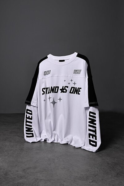 Slatra Men's White Stand as One Oversize Sweatshirt