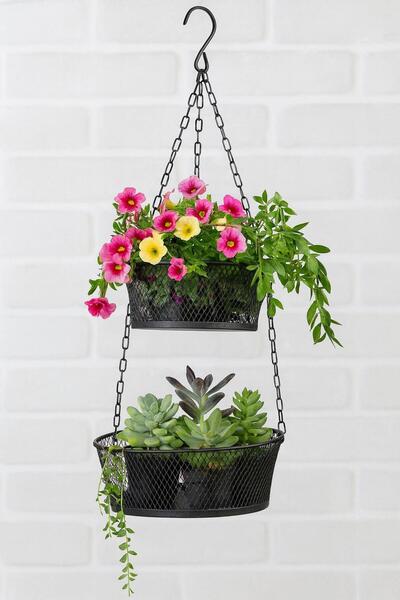 VENON Dekoratif Saksı METAL ÜRÜN Yapay Çiçek Saksısı Okaliptus Sarkan Akasya ...