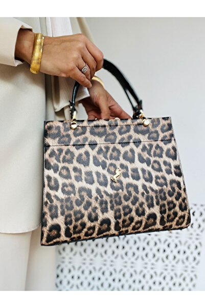 Çanta Trend حقيبة نسائية من ميامي بولو كلوب مزينة بنقشة الفهد مكونة من 7 أقسام