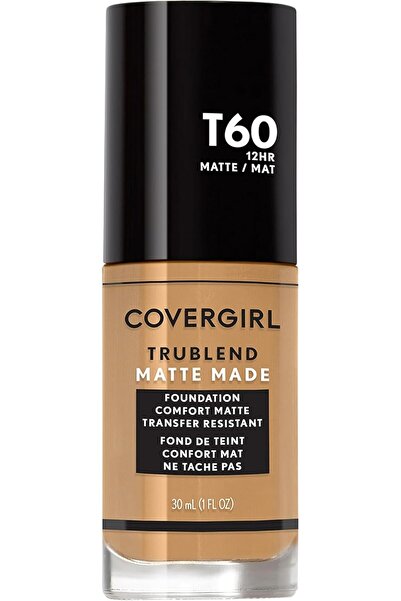 covergirl TruBlend Matte Made Liquid Foundation, T60 Warm Sun, 1 fl oz – Full Coverage, Oil-Free