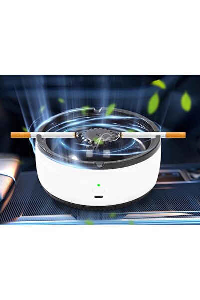 verk group Scrumiera Electrica cu Ventilator, USB Type-C, Portabila, Anti-Fum, Reincarcabila, Alba