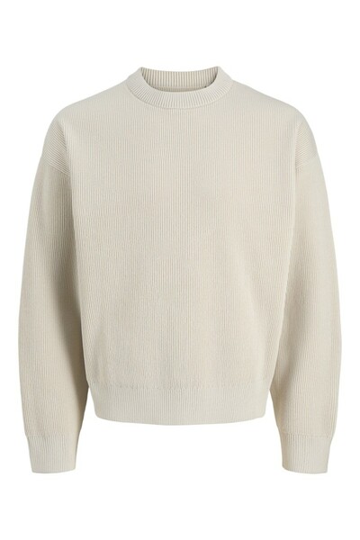 Jack & Jones Men's Beige Jcounion Knit Crew Neck Sweater & Cardigan 12282729-Rainyday