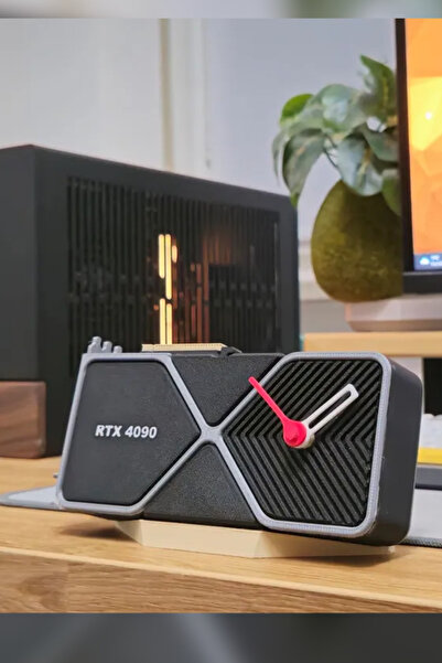 Genç 3D RTX 4090 Founders Edition Masa Saati | Oyuncu Temalı Dekoratif Saat