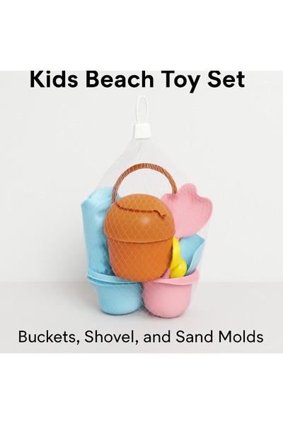 TSUMAB Kids Beach Toy Set – Buckets, Shovel, and Sand Molds
