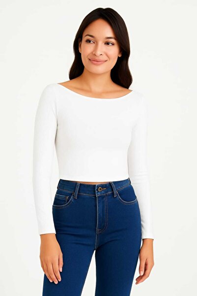 ingegno Body Women's Boat Neck Long Sleeve Knitted Fabric Viscose Bodysuit