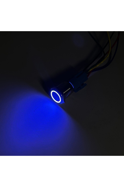 Choice41 Momentary 12-24V Ring Lamp Blue 16mm Metal Push Button Switch Ring L...