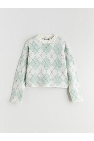 LC Waikiki Ecru Crew Neck Girls' Knitwear Sweater