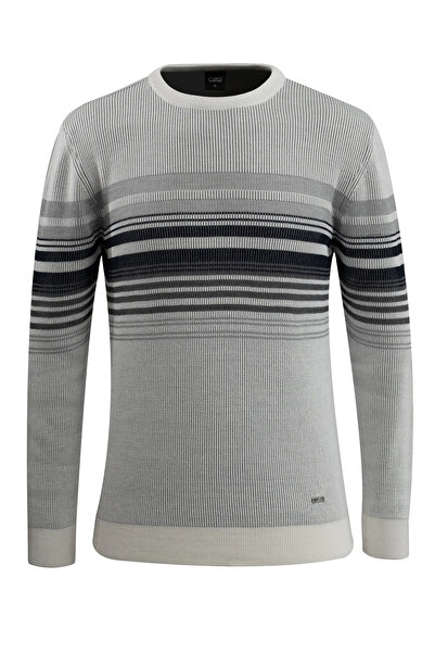 Çizgi Triko Ανδρικό πλεκτό πουλόβερ με λαιμόκοψη σε κλασικό σχέδιο Σελανίκης