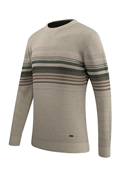Çizgi Triko Ανδρικό πλεκτό πουλόβερ με λαιμόκοψη σε κλασικό σχέδιο Σελανίκης