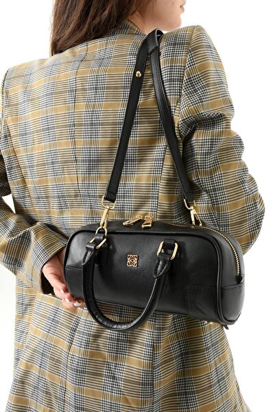 Çanta Trend Γυναικεία μαύρη τσάντα χειρός και ώμου με ένα τμήμα