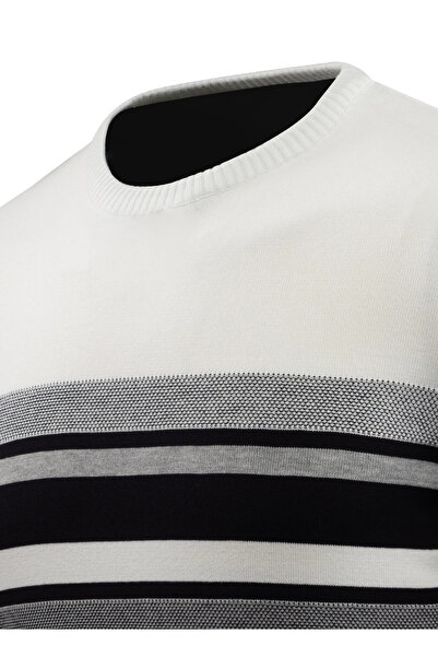 Çizgi Triko Ανδρικό πλεκτό πουλόβερ με λαιμόκοψη σε κλασικό σχέδιο με πολύχρωμες ρίγες