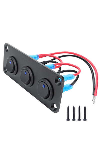 Choice3 CP-5260-03 20A blue circular joystick switch panel with 3-pin aluminu...