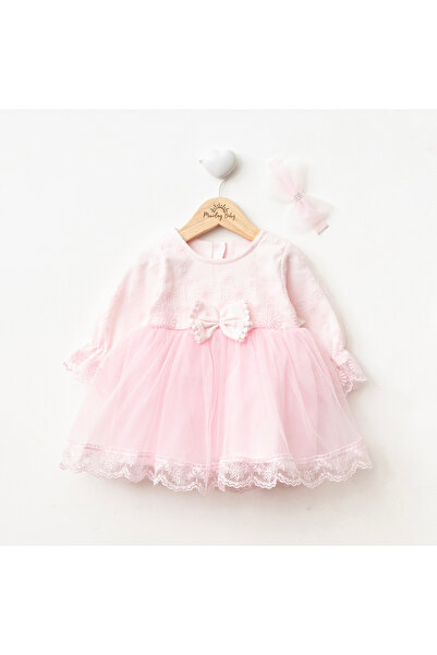 Miniday Baby Kız Bebek Mevlütlük Dantelli Tüllü Elbise Bandanalı