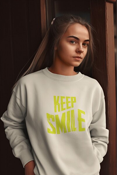ArtYus KEEP SMILE Colorat cu imprimeu Pachet de guler rotund Swea tricou