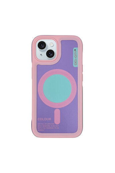 Nettech iPhone 13 Uyumlu Renkli Darbelere Dayanıklı Kaymaz Yüzey Magsafe Kılıf