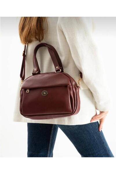 Sanmorris Kadın Fermuarlı Çok Bölmeli Omuz ve El Çantası – Çapraz Askılı Bordo