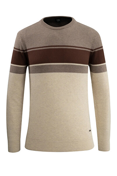 Çizgi Triko Чоловічий светр з круглим вирізом, трикотаж, візерунок «стільники», класичний крій