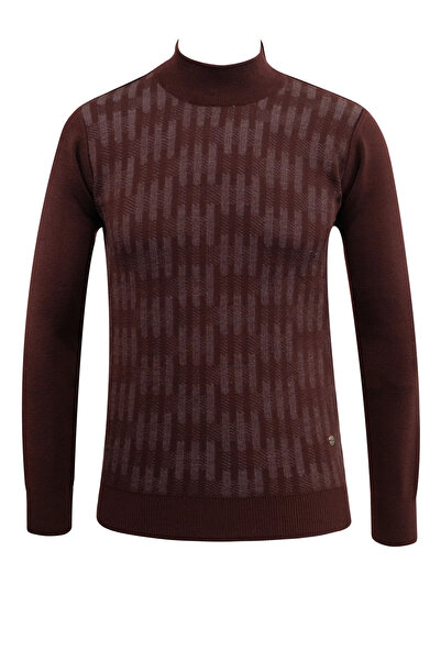 Çizgi Triko Men's Half Fisherman Sweater Patterned Steel Knitting Classic Mold