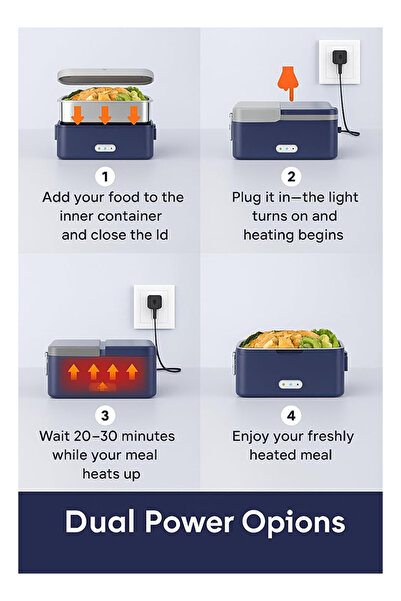 Generic Electric Lunch Box Premium Quality 1.5L Capacity, Fast Heating, Car & Home Use Leakproof, Protabel