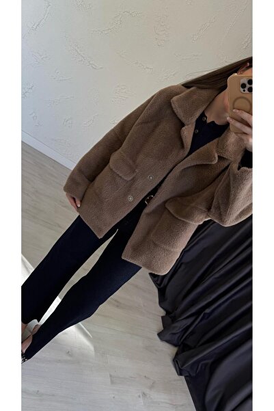 elif teke Premium Plush Jacket with Front Pocket Mink