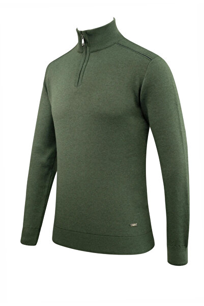 Çizgi Triko Чоловічий светр з блискавкою, напіврибальський, трикотажний, однотонний, класичний крій