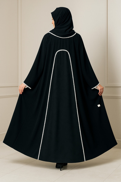 REİNA Royal crepe abaya with jacquard embroidery