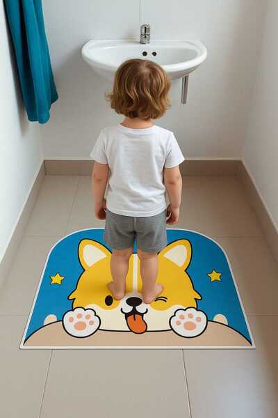 colezahome Cute Animal Pattern Water Absorbent Shower Front Bath Mat Toilet Seat One-Piece Animal Bath Rug