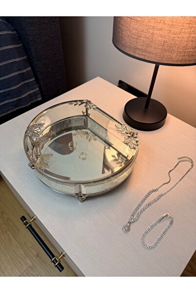 THE LİNSE Dekoratif Safir Cam Aynalı Söz Nişan Takı Çikolata Kutusu