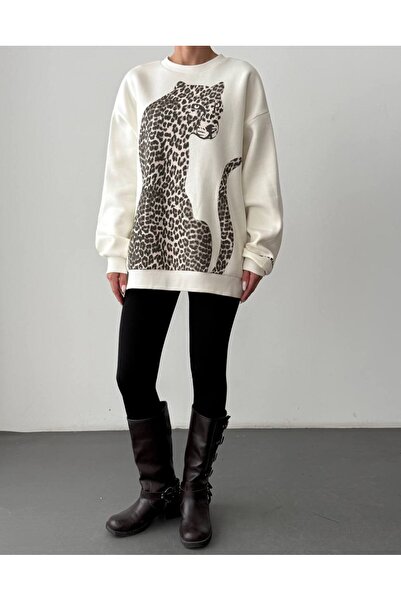 Butik Leopar Desenli Sweatshirt