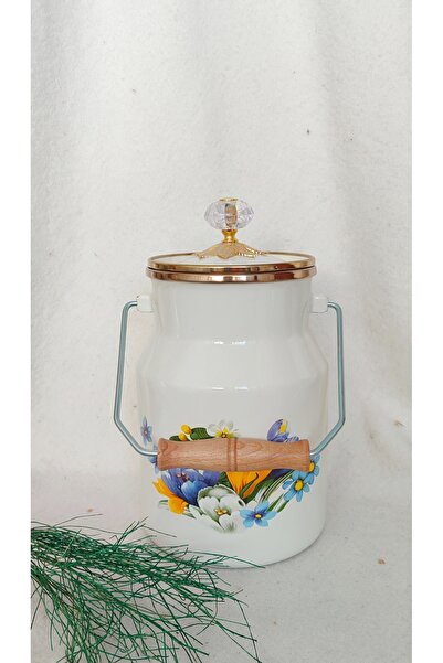 EBRULİEMAYE Lake Flower Enamel Authentic Bakraç Crystal Tepe 2 Liters 12 cm Diameter Milk Yogurt Pulse Tea Sugar Bakraç Maker
