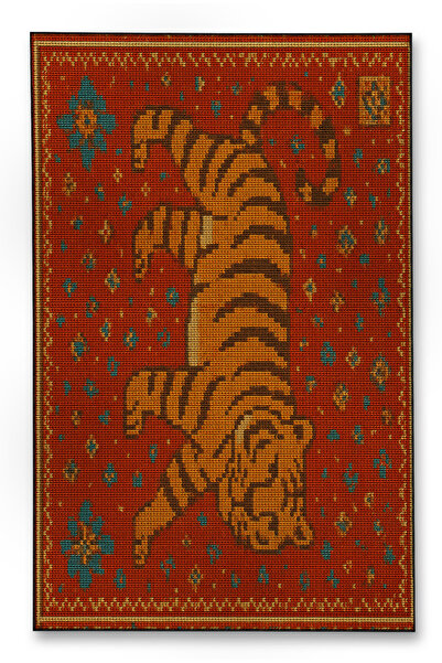 Rugs Modern Halı MOSSO Κόκκινο Θεματικό Μοτίβο και Σχέδιο Τίγρης Υφαντή Βάση ...