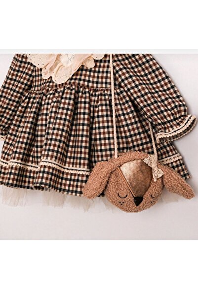 Cumino FİSTO DETAYLI EKOSELİ ÇANTA AKSESUARLI ÖZEL TASARIM KIZ BEBEK ELBİSE