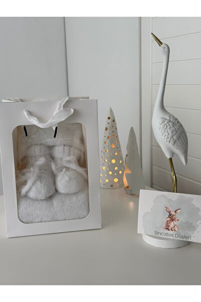 Sincabın Düşleri hoşgeldin bebek yenidoğan bebek hediye kutusu seti organik kıyafet takımı el örgüsü tulum triko