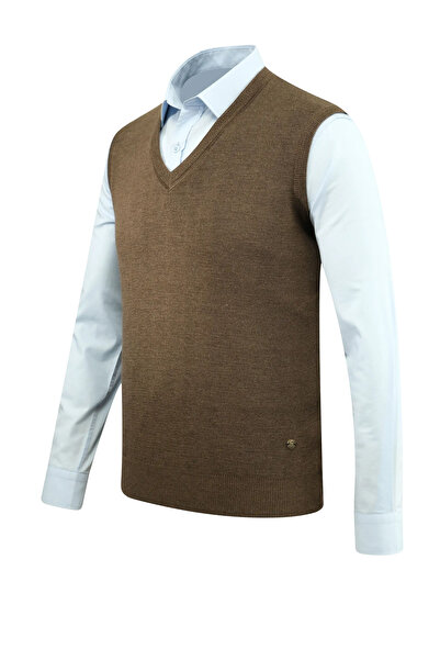 Çizgi Triko Men's V-Neck Sweater Knitwear Solid Color Steel Knit Classic Fit - 5200H