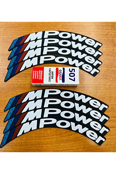 İŞCAN MOTOR Mpower Motosiklet Ve Otomobil Lastik Yazısı Sticker + Yapıştırıcı 8 Adet