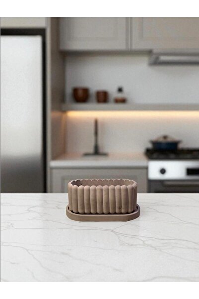 EL YAPIMI Tezgah Üstü Tepsili Sabunluk, Süngerlik Mermer Desen