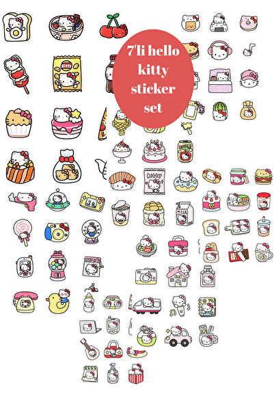 elviano 7'li hello kitty sticker set ajandaya uygun