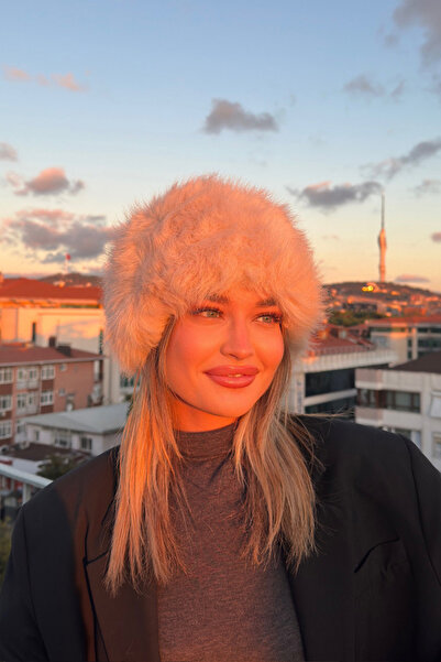 Mavelle Women's Beige Russian Style Kalpak |   Slavic, Mongolian Faux Fur Women's Hat