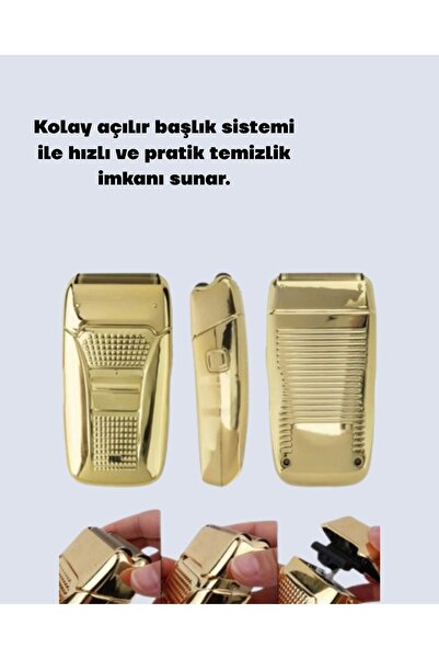 ALFA AKSESUAR 03 Gold color corded beard shaver steel blade 3w motor