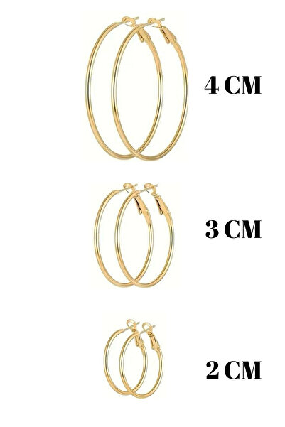 Jaida Moda Women's 3-Piece Hoop Steel Earring Set – 4-3-2 cm Sizes