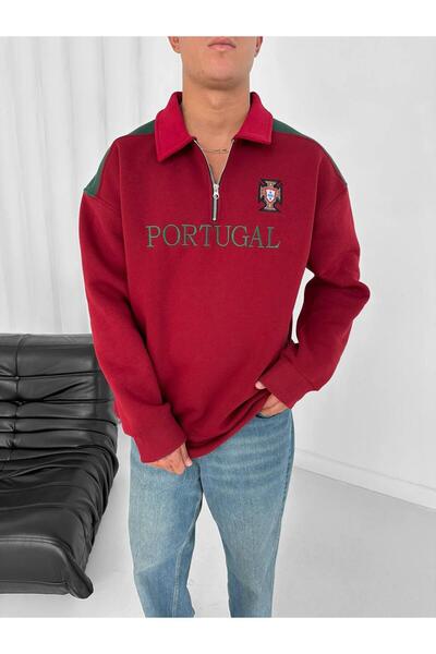 KUN SPORTSWEAR Premium Collar Half Zip Sweatshirt Oversize Unisex