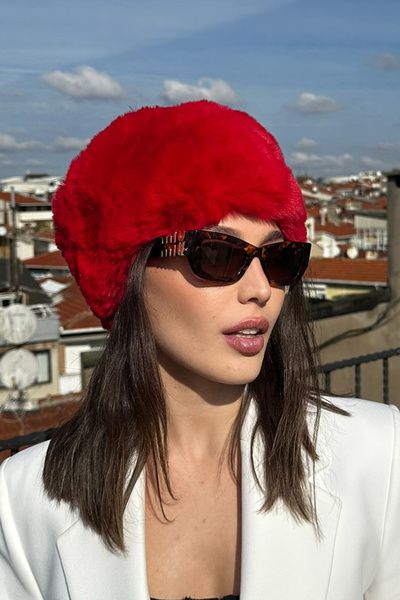 Mavelle Women's Red Winter Trend Kalpak |   Russian, Mongolian, Slavic Style Women's Hat