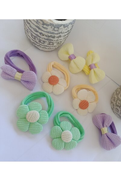 chibi Set de 8 catarame colorate în formă de flori și panglică cu papion Cata...
