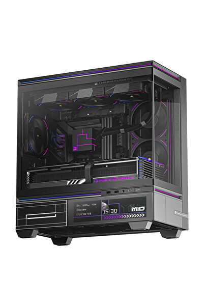 ThermalRight هيكل كمبيوتر TL-M10 Vision M-ATX بشاشة LCD مقاس 6.9 بوصة بدون مراوح باللون الأسود